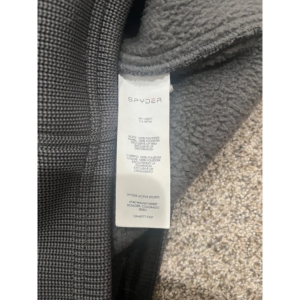 Spyder Mens Full Zip Sweater Jacket Gray Blue Fleece Lined Textured Knit Medium